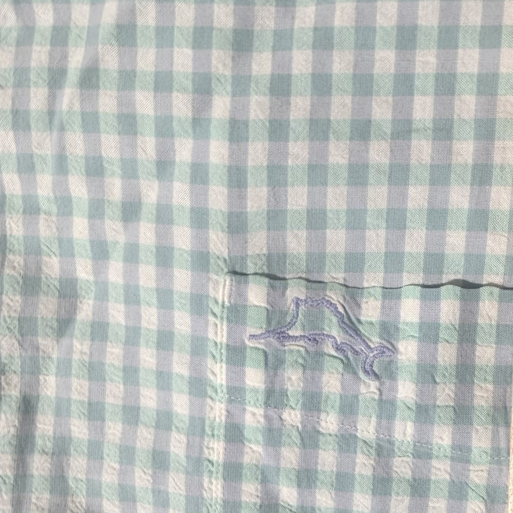 Tommy Bahama Shirt Mens 2XL Aqua Mint Gingham Button Down Long Sleeve Resortwear - Picture 5 of 9
